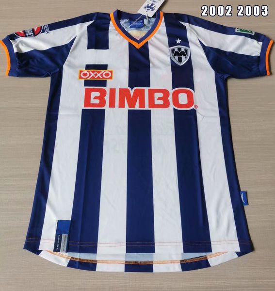 

monterrey 2002 2003 retro soccer jersey home blue white football shirt 02 03 classic vintage camiseta de futbol mont, Black;yellow