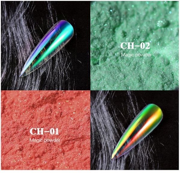 

chameleon nail art powder ice transparent fashion mirror glitter uv gel pigment metallic chrome dust nail art dec jllgez, Silver;gold