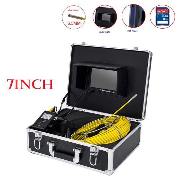 

20m-50m cable pushrod pipeline inspection system 12v 4500mah waterproof underwater well sewer industrial camera 6.5mm hd 1000tvl1