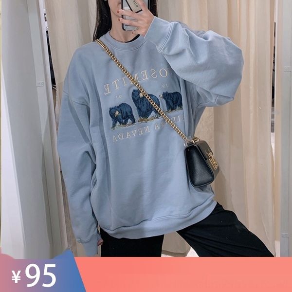 

0lkmw bm coat sweaterembroidered sweaterstyle ken website same coat bean polar bear loose bm sweater women's brandymelville official em, Black