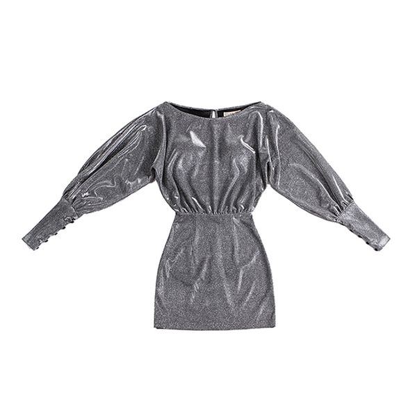 

2021 le palais original fall/winter new sparkling show bat ombro involved hip long dressed slight elasticity 6h4x, Black;gray