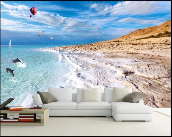 foto sfondo personalizzato per le pareti 3d murales Mare paesaggio palloncino gabbiano litorale sfondo tv carta da parati della decorazione della casa