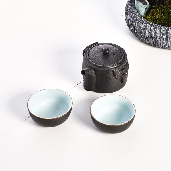 

tangpin black crokkery керамический чайник гайвань с 2 чашками портативный туристический офис чай набор tangpin black bbybvh