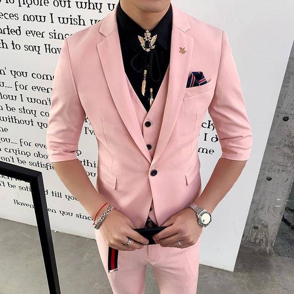 

мужские костюмы тонкий fit костюмы pink new tuxedo 2020 red terno курительные для мужчин элегантный белый свадебный ужин платье 3 шт, White;black