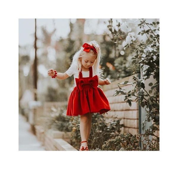 

1-6y christmas kid baby girls red velvet dress princess big bow tutu overall dresss party wedding dress f jllden