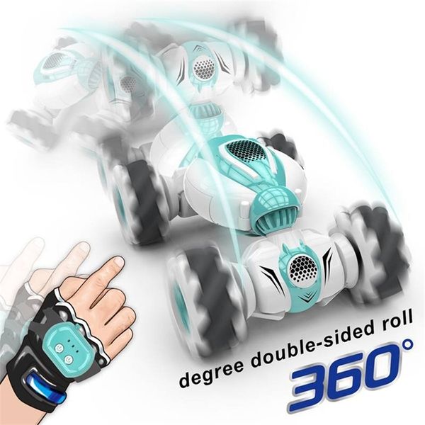 2.4G Mini telecomando RC Car Roll Rotary Double-Side Stunt Gesto Induzione Twisting Drift Off-Road s Dancing Driving 220315