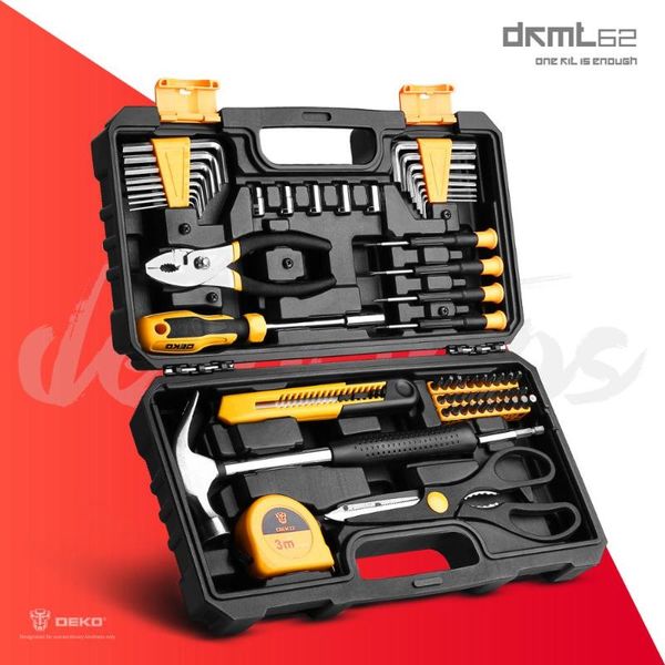 

deko 62 pcs professional car repair tool set auto ratchet spanner screwdriver socket mechanics tools kit w/ blow-molding box