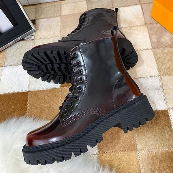

boots brand quality chunky heels non-slip rubber sole shoelaces motorcycles boot fashion winter shoes women, Black