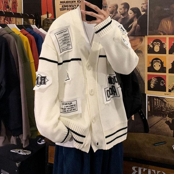 

letter sweater loose casual t-shirt cardigan a221-m813-p781, White;black