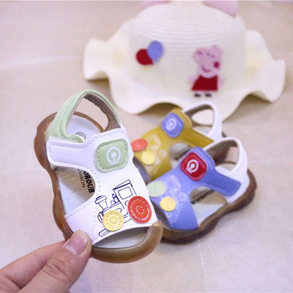 

2020 summer korean version new boys' baotou anti kicking sandals children's soft sole comfortable baby walking sho 16-26, Black;red