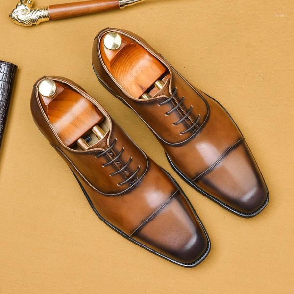 

selling british three-joint men's business dress shoes square toe goodyear handmade shoes male1, Black