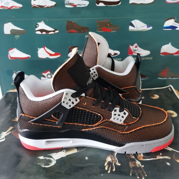

jumpman 4wmns starfish mens basketball shoes 4s sail black-starfish light smoke grey men women trainers sports 36-47 cw7183-100, White;red