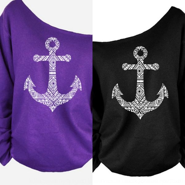 

rrxb7 and slim-fit winter new new fashion slim-fit shoulder anchor pattern sweater autumn t-shirt and winter women's women's fashi, Black