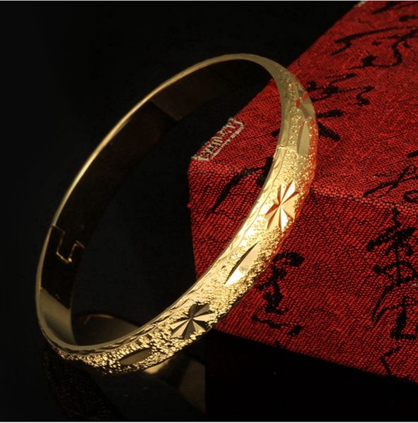 

classic engagement female vintage bracelet 18k yellow gold filled openable womens bangle dia 60mm, Black