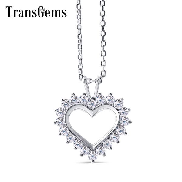 

transgems 10k white gold 2.5mm f color moissanite heart shape pendant for women wedding engagement christmas gifts gold jewlery y200620, Silver