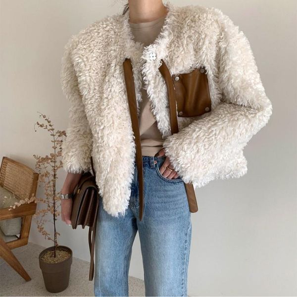 

fashion women's jacket 2020 autumn and winter new fashion all-match plush warm jacket, Black