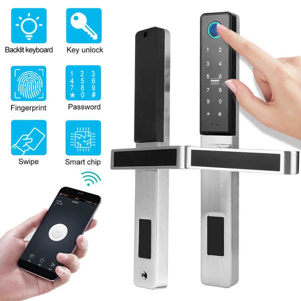 

smart door lock fingerprint password key card bluetooth unlock voice control for home smart door lock intelligent electronic loc