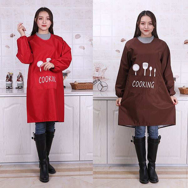 

wholesale long sleeve cooking baking aprons waterproof kitchen apron breathable restaurant aprons women home letter print apron dbc dh0473