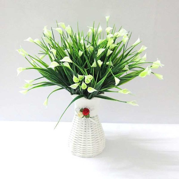 

calla lily artificial plant flowers green plastic grass fake plant decorate flowers for wedding home decoration grass