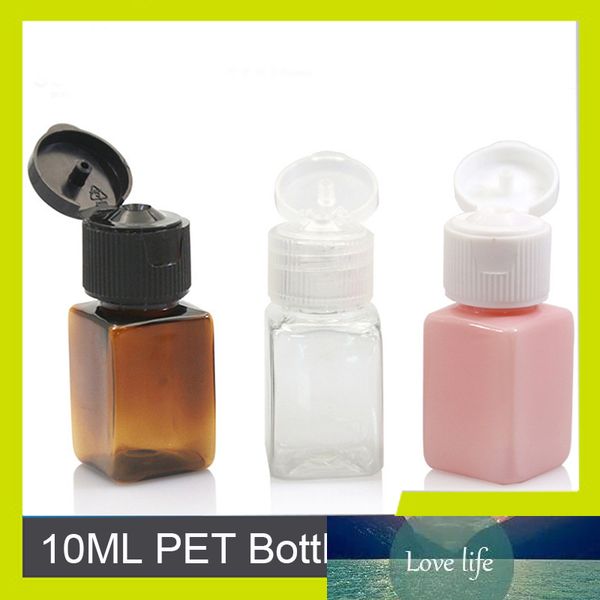 Sedorate 100 Stück/Lot Mini 10 ml Plastikflasche mit Klappdeckel, quadratisch, PET-Flaschen, kosmetische Creme, leere nachfüllbare Flaschen JX037