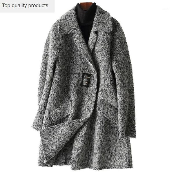 

casual wool coat women medium long double-sided women's cashmere coats 2020 autumn winter female jacket casaco feminino yq3061, Black