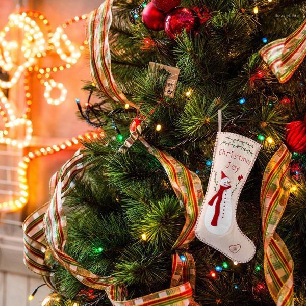 

2pcs embroidered christmas stockings xmas gift bag christmas tree hanging decor1