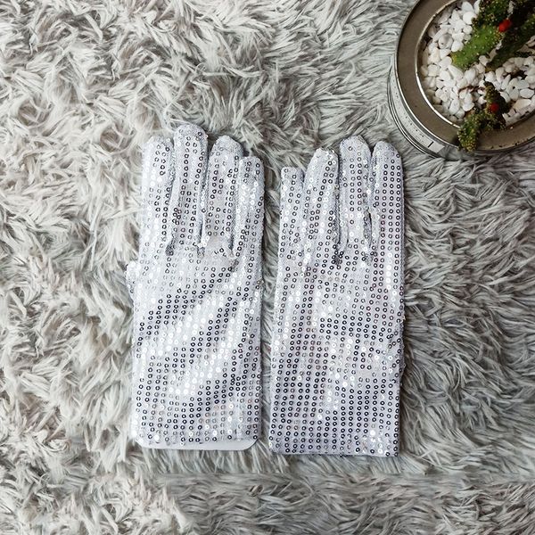 

1 pair shining sequined evening party costume gloves stretch mittens dancer singer nightclub dance stage show accessories