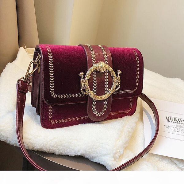 

factory wholesale handbag winter new golden chain sweet air velvet women shoulder gold buckle fashion messenger bag