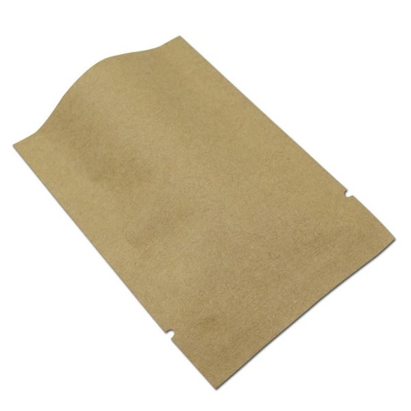 

8*12cm 200pcs/lot open brown kraft paper aluminum foil package bag mylar vacuum seal food craft packing pouch snack wmtdxn