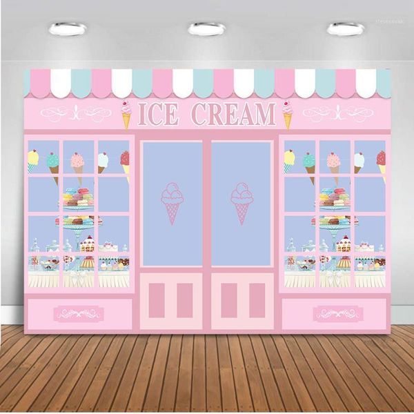 

dessert house girls pink background newborn baby shower backdrops ice cream decoration birthday party1
