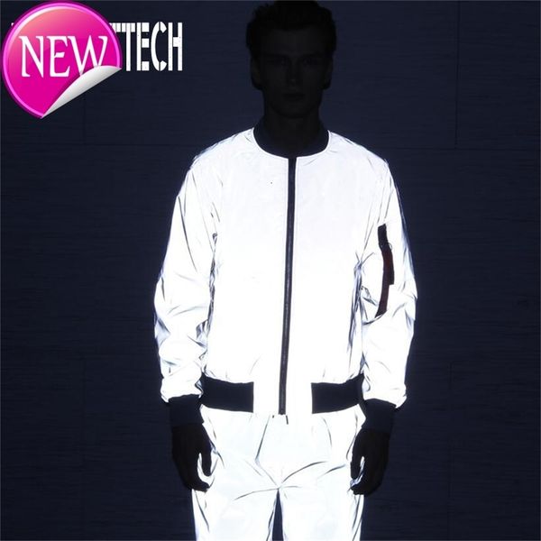 

new arrival reflective jacket mens windbreaker streetwear hip hop men jackets fashion zip baseball coats male jaqueta masculino, Black