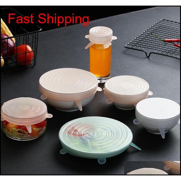 

home 6 pcs/ set universal food sile cover reusable sile caps stretch lids for cookware food p qyljby dh_seller2010