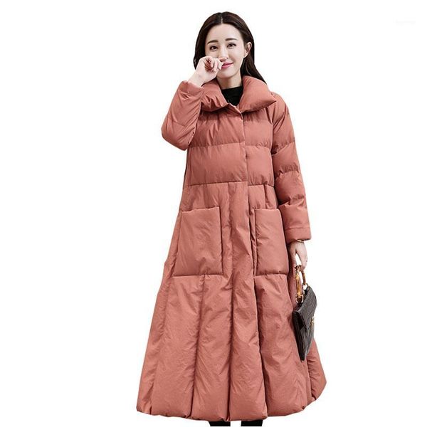 

down cotton padded jacket coat women long parkas mujer 2020 thick winter jacket women warm plus size jackets overcoat 3xl ok5161, Black