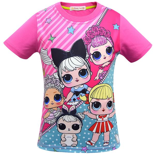 

2020t shirt 3d color printing new cartoon girls short sleeve t-shirt summer breathable children's wear kids children outwear clothing, White