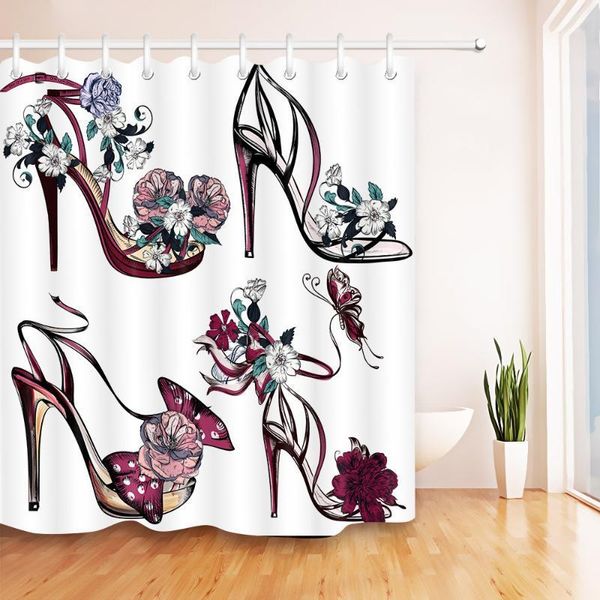 

lb fashion vector set with sandals and flowers for design white waterproof shower curtains bathroom curtains for bath home decor1