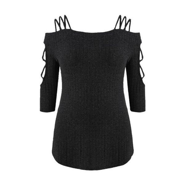 

women's fashion plus size one-neck off-the-shoulder sweater, Black;brown