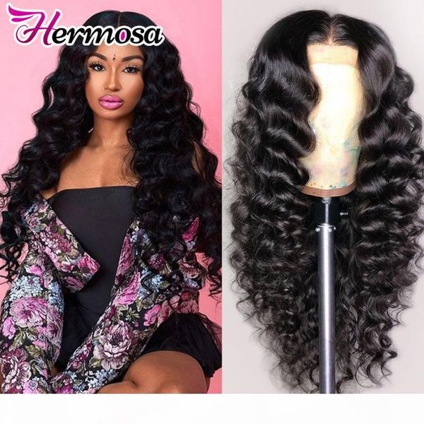 

hermosa brazilian loose deep wave lace front wig for black women 13x4 lace frontal human hair wig remy 150% wigs, Black;brown