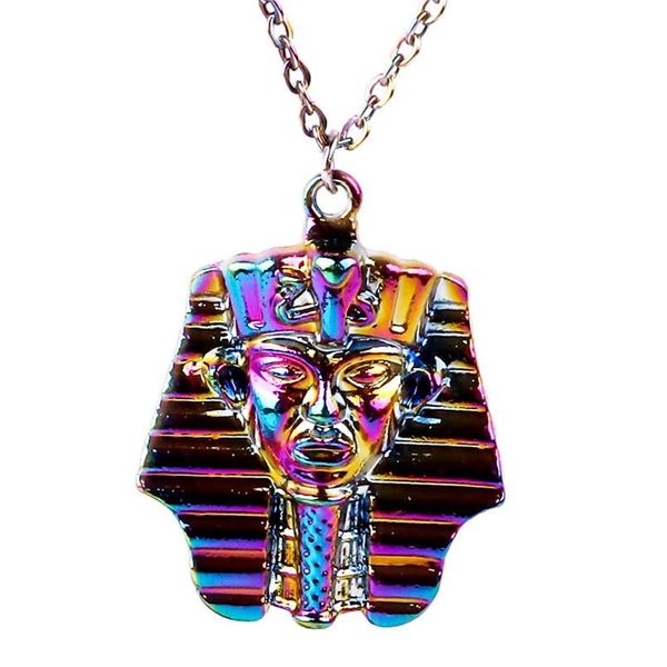 

vintage 1pcs rainbow color zinc alloy punk jewelry egyptian pharaoh sphinx necklaces men gifts stainless steel chain 20 sqcdnx, Silver