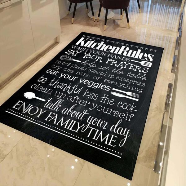 

carpets else black board on writen kitchen rules 3d print non slip microfiber modern decorative washable area rug mat1