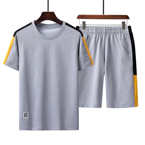 

2021 new leisure men summer fashion track tee shirt + shorts men's sport suit jogger sets man breathable sweat suits 9w14, Gray