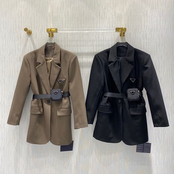 

italian 2021 fall winter office style luxury design long belted blazer y201026, White;black