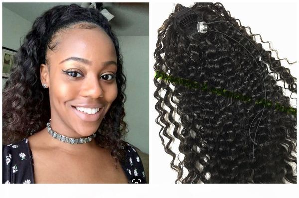 

deep curly human hair ponytail hair extension for black women drawstring pony tail brazilian remy hair 140g 120g 160g jet black color 1