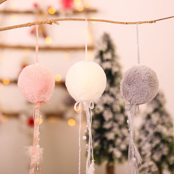 

plush balls pendant decorations hanging ornaments christmas tree 2021 happy new year xmas home decor