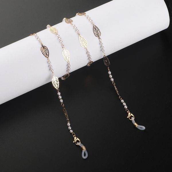 

color glasses chain fashion women chic hollow leaves sunglasses strap handmade pearl bead glasses holder landyard h jlljcl