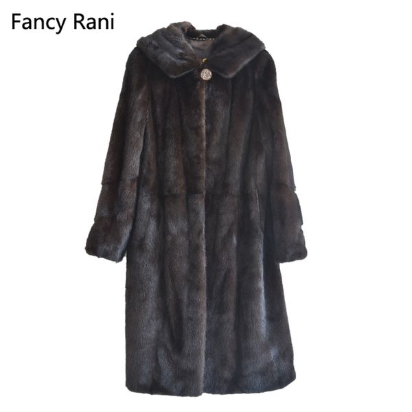

women natural mink fur coat long sleeve jacket hooded winter warm whole skin genuine fur coat real mink fur overcoat plus size t200905, Black;brown