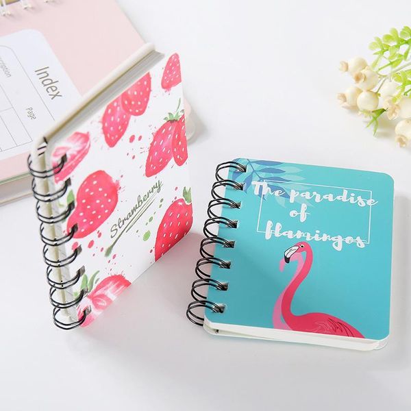 

2020 new cartoon portable mini coil notepad hard cover cute animal notebook memo time organizer student school supplies kid gift1, Purple;pink