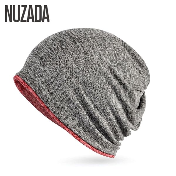 

brand nuzada winter cotton hat keep warm men women hedging cap two ways to use skullies beanies knitted knitting caps bonnet y201024, Blue;gray