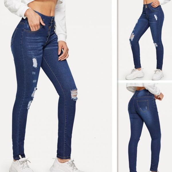 

designer fashion elastic ripped jeans women ladies pants trousers2020 black friday 2021 deals