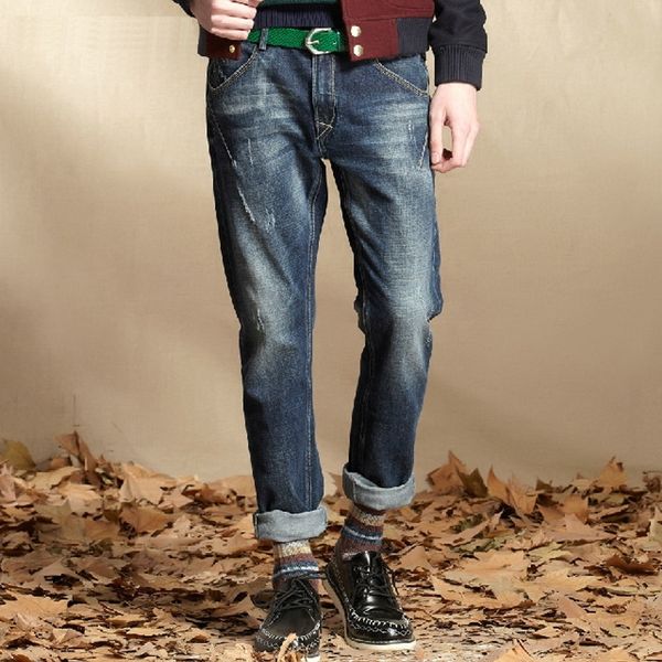 

foicj  новый бр мужской моды весна и осень tide корейский стиль и середины талии небольшие прямые кнопки цвета тонкие джинсы кнопка джинсы, Blue