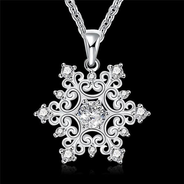 

pendant necklaces 2021 fashion jewelry snowflake necklace with zircon beautiful christmas gift classic charm style, Silver